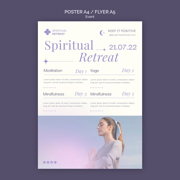 Spirituelles Retreat-Poster- und Flyer-Event-Vorlagendesign