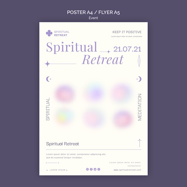 Kostenlose PSD spirituelles retreat-poster- und flyer-event-vorlagendesign