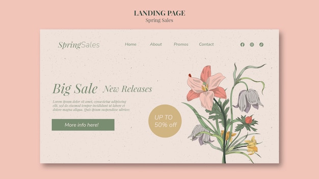 Kostenlose PSD spring sale landing page vorlage