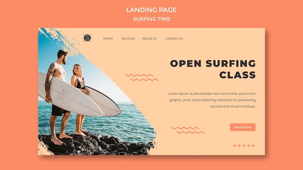 Kostenlose PSD surf concept landing page vorlage