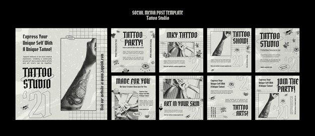 Tattoo Studio Social Media Posts Designvorlage