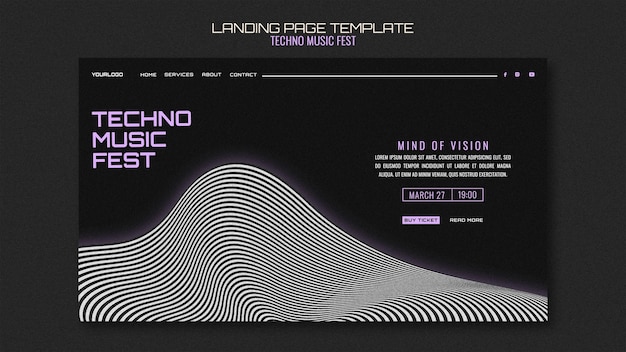 Kostenlose PSD techno music fest landing page