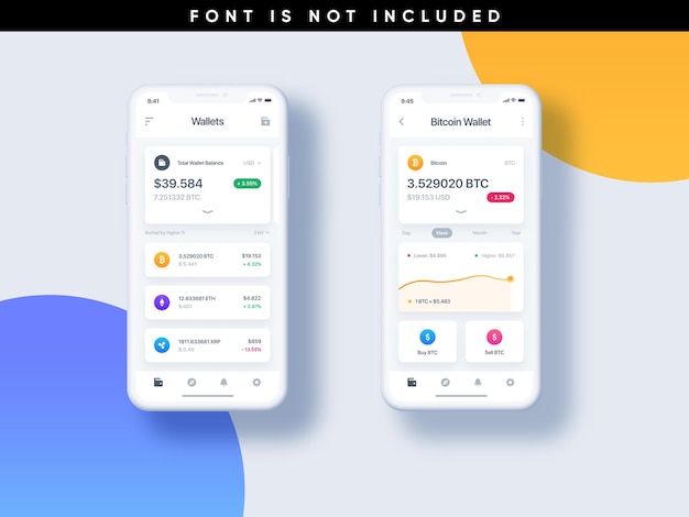 Kostenlose PSD template wallet cryptocurrency mobile app