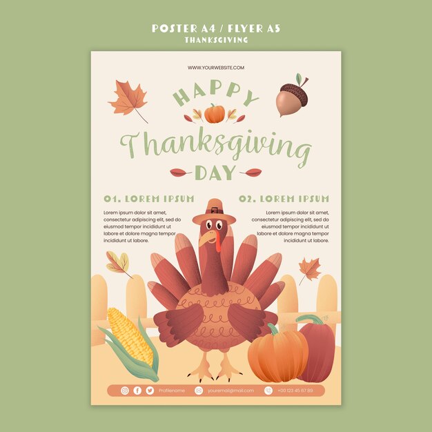 Thanksgiving-Vorlage im flachen Design