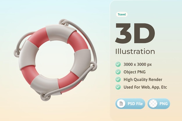 Kostenlose PSD travel icon live-weste 3d-illustration