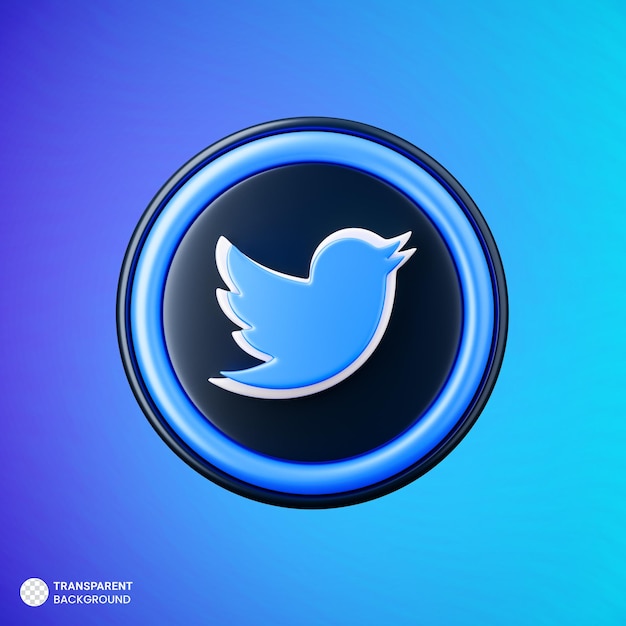 Kostenlose PSD twitter-symbol 3d-rendering isoliert