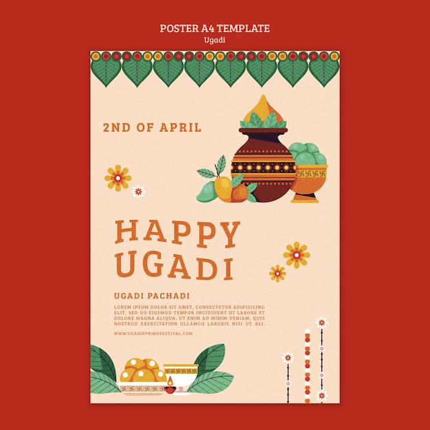 Kostenlose PSD ugadi-vorlage im flachen design