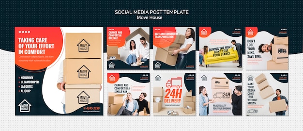 Kostenlose PSD umzug haus social media post pack