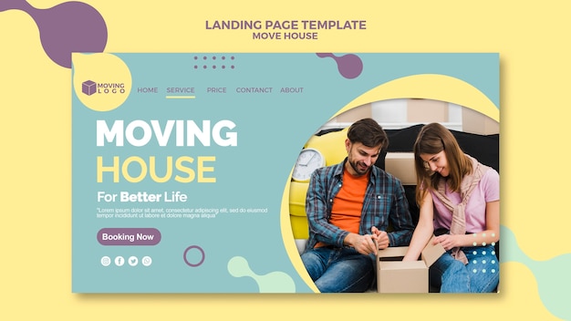 Kostenlose PSD umzug landing page vorlage