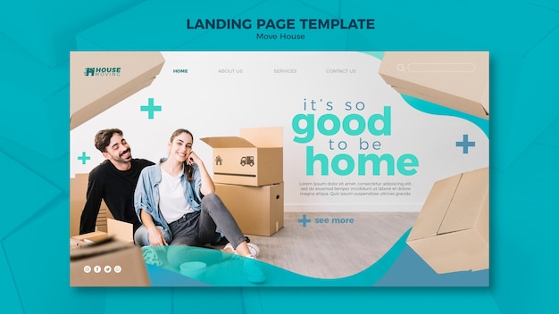 Kostenlose PSD verschieben sie die landingpage-vorlage des hauskonzepts