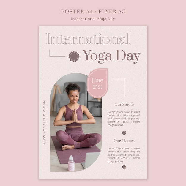 Kostenlose PSD vertikale plakatvorlage für die feier des internationalen yoga-tages