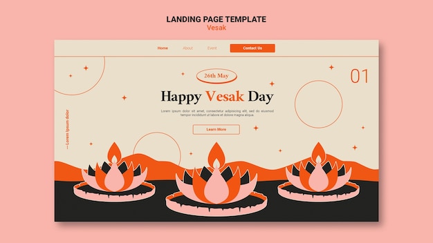 Kostenlose PSD vesak-landing-page-vorlage mit flachem design