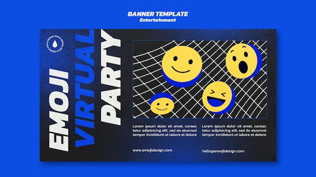 Kostenlose PSD virtuelle party-banner-vorlage von emoji