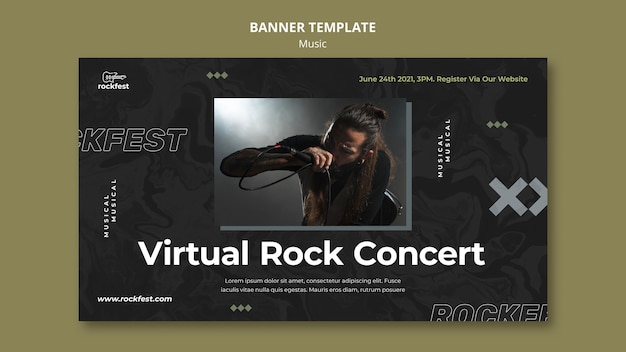 Kostenlose PSD virtuelle rockkonzert-banner-vorlage