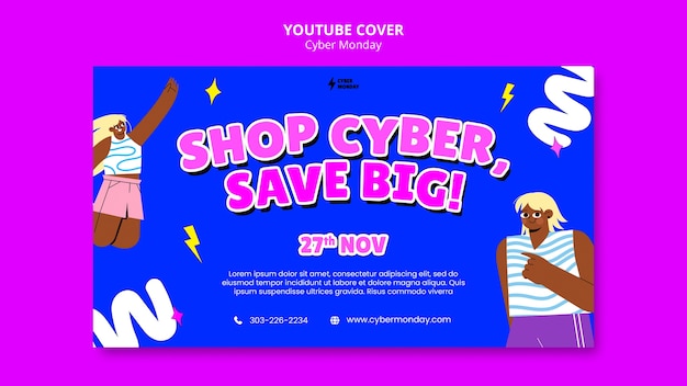 Kostenlose PSD vorlage für das cover von cyber monday youtube