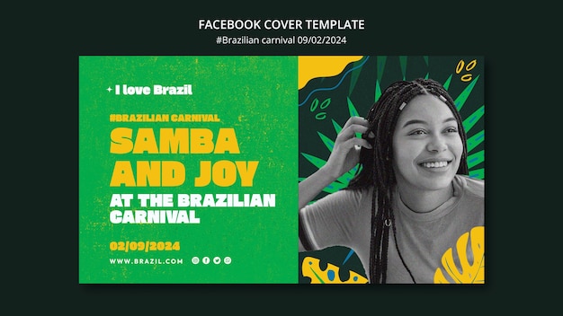 Kostenlose PSD vorlage für die facebook-cover-vorlage des brasilianischen karnevals