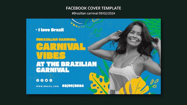 Kostenlose PSD vorlage für die facebook-cover-vorlage des brasilianischen karnevals