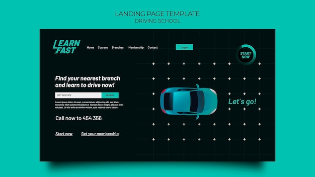 Kostenlose PSD vorlage für die landingpage der fahrschule