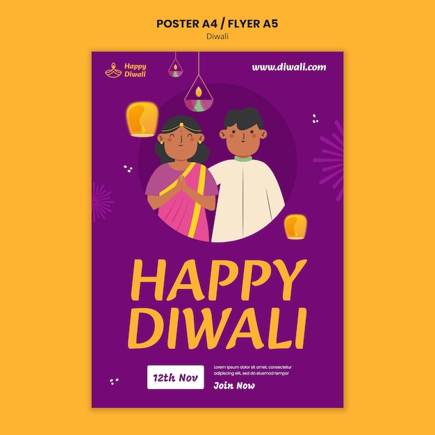 Kostenlose PSD vorlage für ein diwali-poster