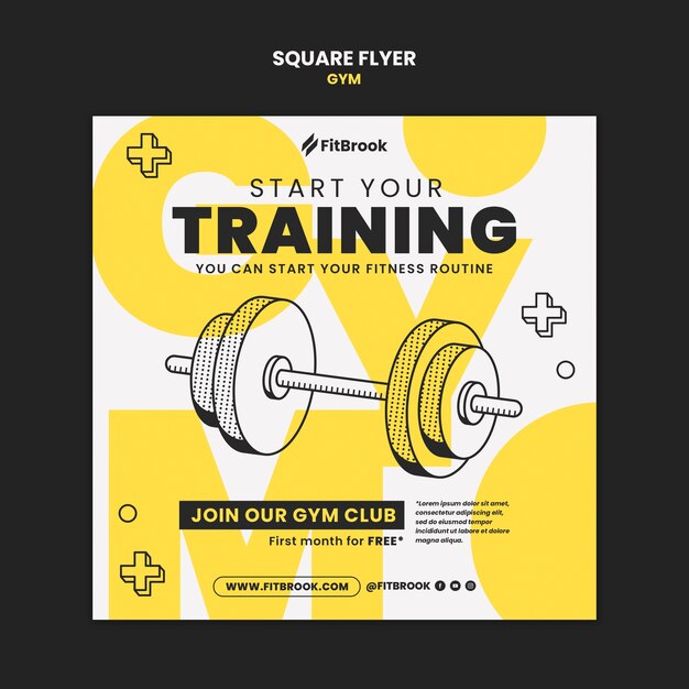 Vorlage für ein quadratisches Flyer für Fitnesstraining