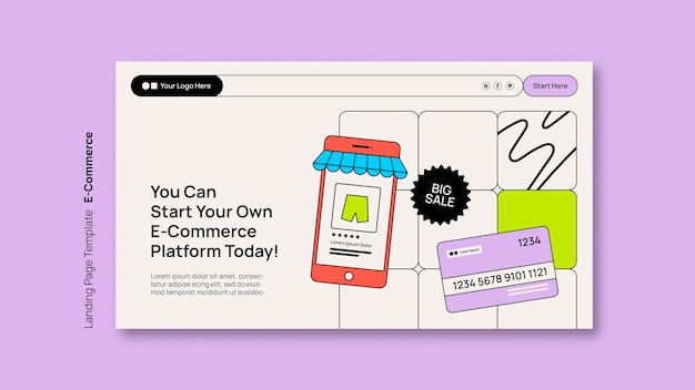 Kostenlose PSD vorlage für eine flache landungsseite für den e-commerce