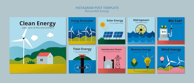 Kostenlose PSD vorlage für erneuerbare energien im flachen design