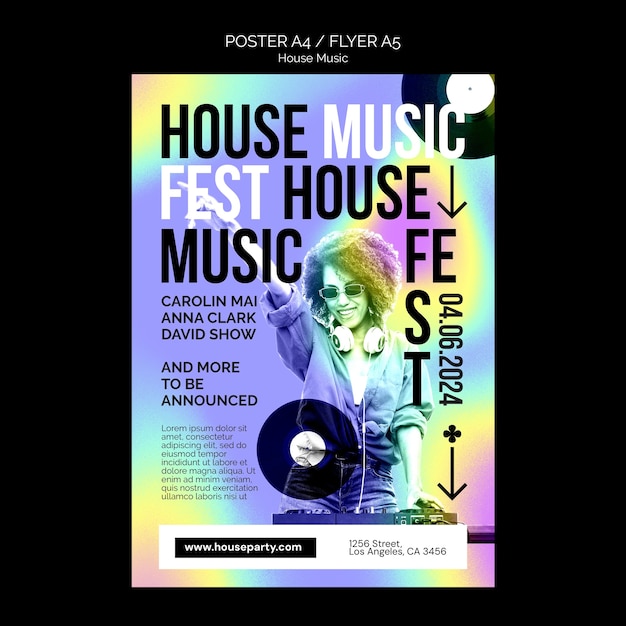 Kostenlose PSD vorlage für house-musik-party-poster