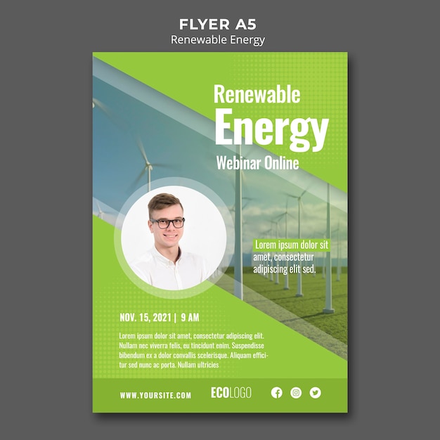 Vorlage für Webinar-Flyer zu erneuerbaren Energien