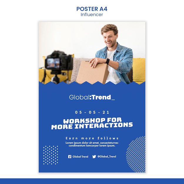 Kostenlose PSD workshop influencer poster vorlage