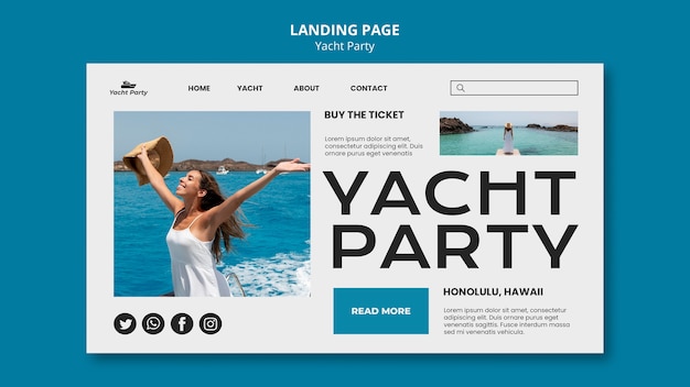 Kostenlose PSD yacht-party-vorlage im flachen design