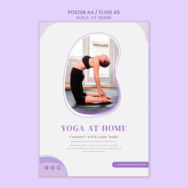 Kostenlose PSD yoga zu hause flyer vorlage