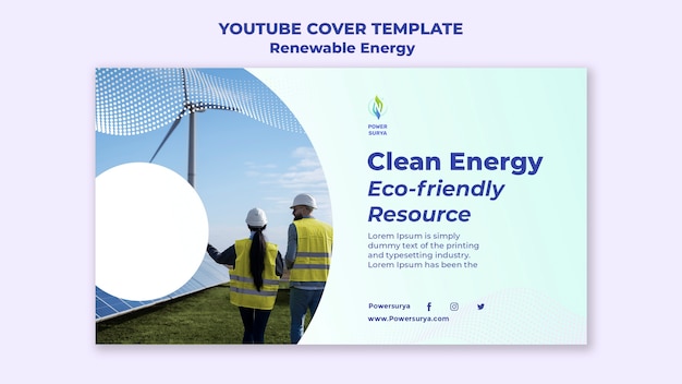 Kostenlose PSD youtube-cover-designvorlage für erneuerbare energien