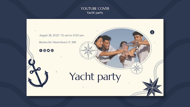 Kostenlose PSD youtube-cover-vorlage für luxuriöse yachtpartys