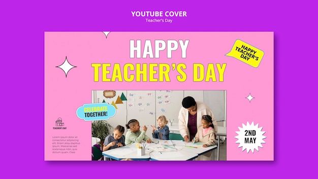 YouTube-Cover zum Lehrertag im flachen Design