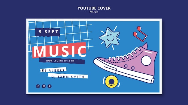 YouTube-Musikvorlage mit flachem Design