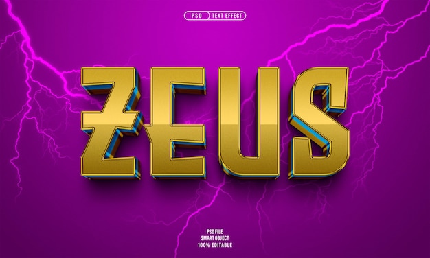 Kostenlose PSD zeus 3d bearbeitbarer texteffekt