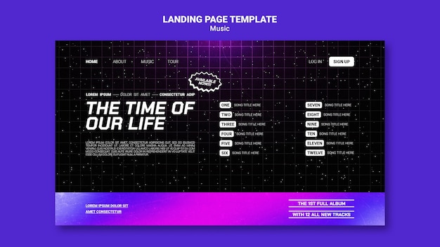 Kostenlose PSD zielseitenvorlage für futuristische musik
