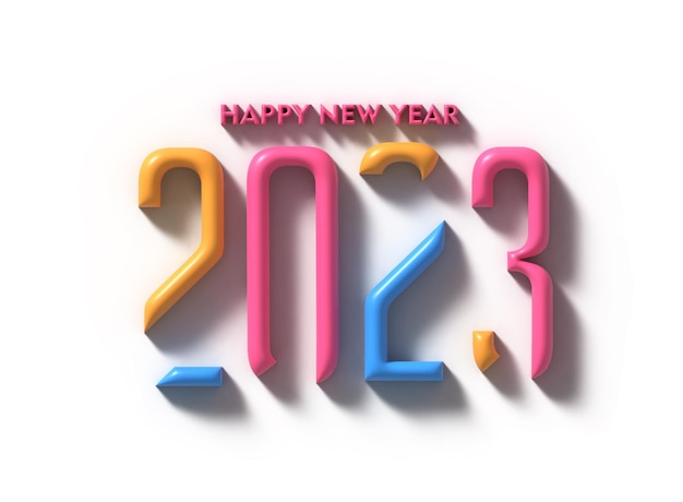 Photo gratuite 2023 happy new year 3d text typography design element flyer poster wallpaper background.