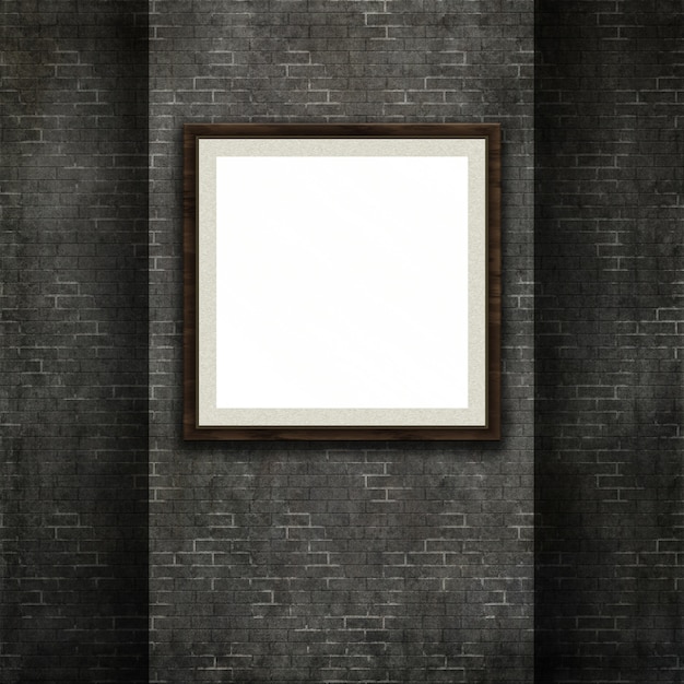 3D render of a picture frame on a grunge style texture wall texture de mur