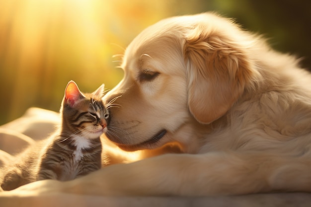 Adorable chaton avec chien