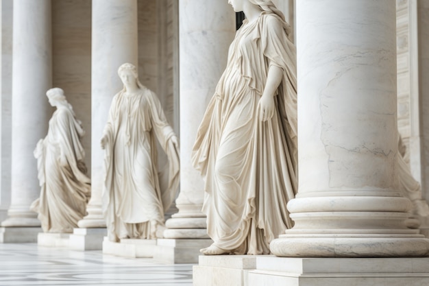 Photo gratuite ancien temple grec avec des statues de dieux