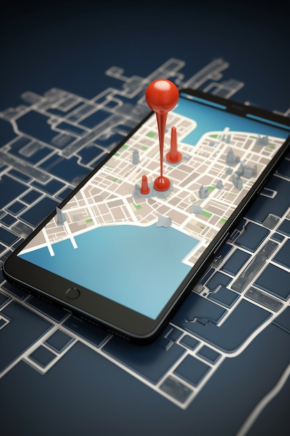 appareil smartphone 3d avec carte et technologie gps