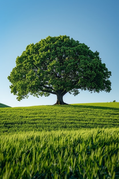 Photo gratuite arbre photoréaliste avec des branches et un tronc à l'extérieur dans la nature