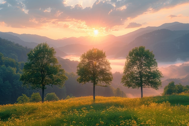 Photo gratuite arbre photoréaliste avec des branches et un tronc à l'extérieur dans la nature