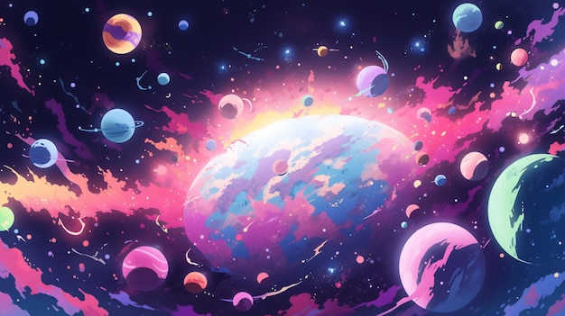 Photo gratuite arrière-plan de la galaxie de style anime