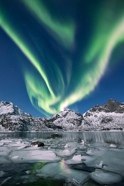 Photo gratuite aurore boréale sur le ciel