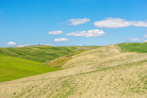 Photo gratuite beau coup de collines herbeuses avec un ciel bleu dans la journée