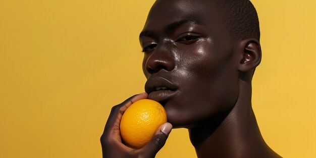 Un bel homme pose dans le studio.