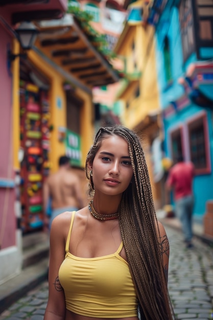 Photo gratuite une belle femme avec des tresses.