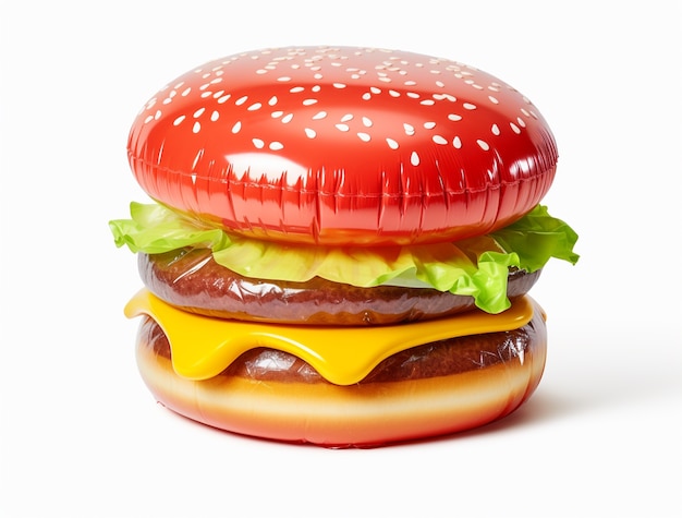 Photo gratuite burger 3d avec petits pains gonflables